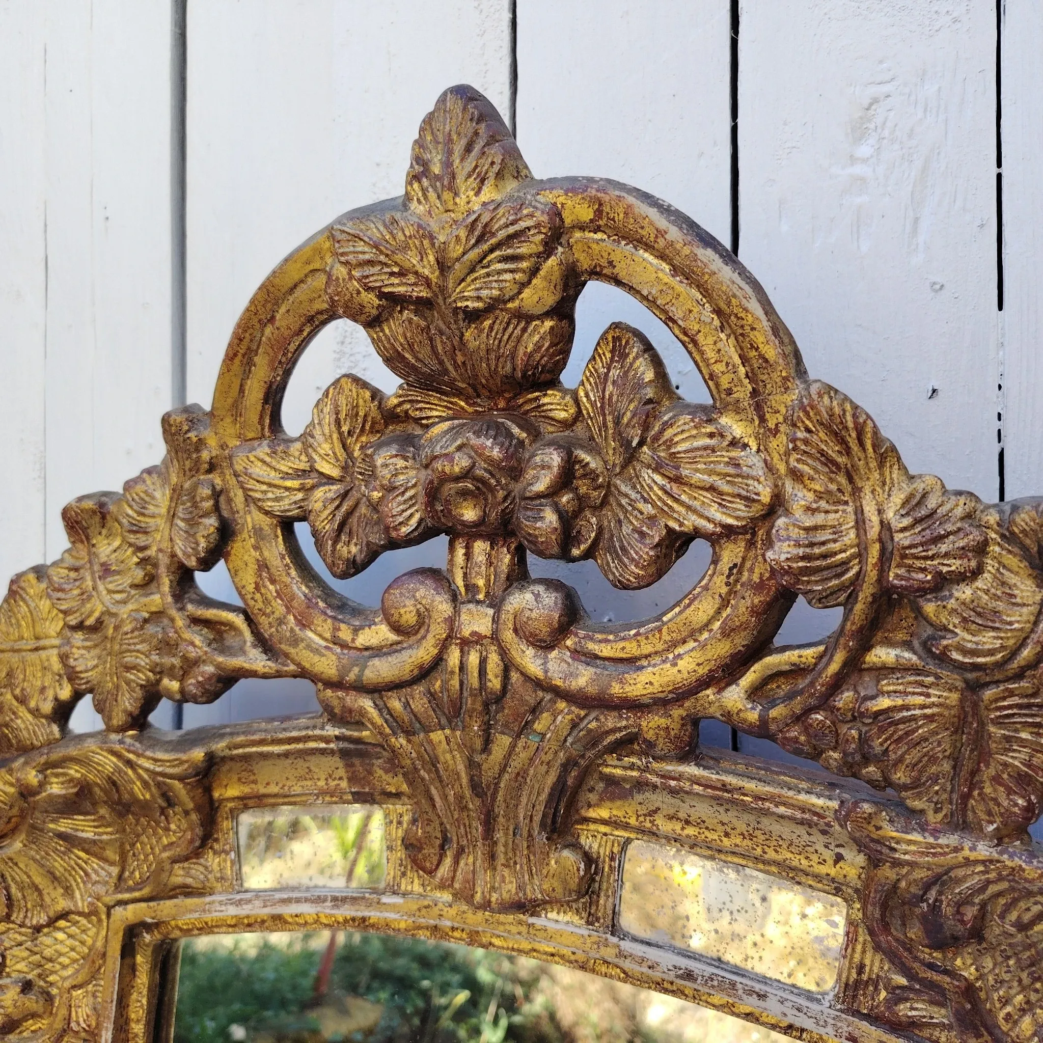 Golden wooden mirror, glazing, Italian, vintage decoration