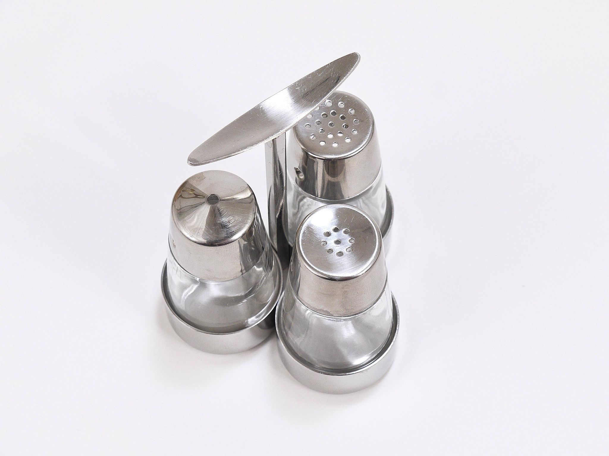 Set of condiments Marianne Denzel salt and pepper, Berndorf, Austria, 1960s