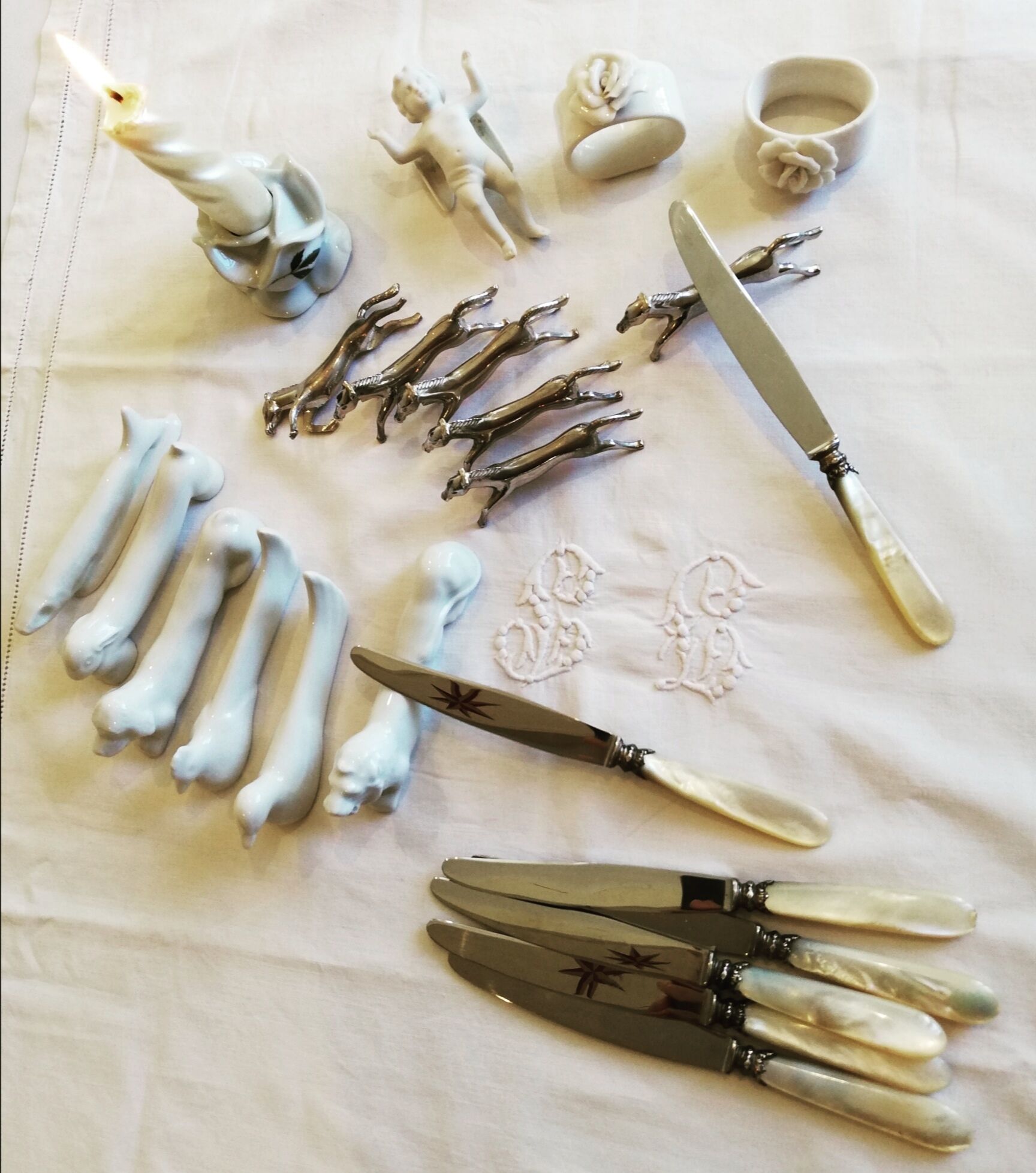 2 ronds de serviette en porcelaine