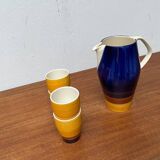 Mid-century hand-painted German décor, ceramic jug 507 with cups from Stützel & Sachs Aalen Keramik, 1960s, set of 5.