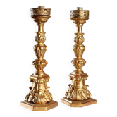 Candélabre ancien en bois et fer, Italie, XXe siècle