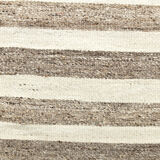 210x300 cm Natural Turkish Kilim, Striped white and brown kilim carpet