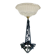 Art Deco wrought iron lamp with 3 rose glass daisies Ezan 1930