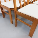 Set of 6 vintage chairs in elm wood and bouclé fabric from the 70s