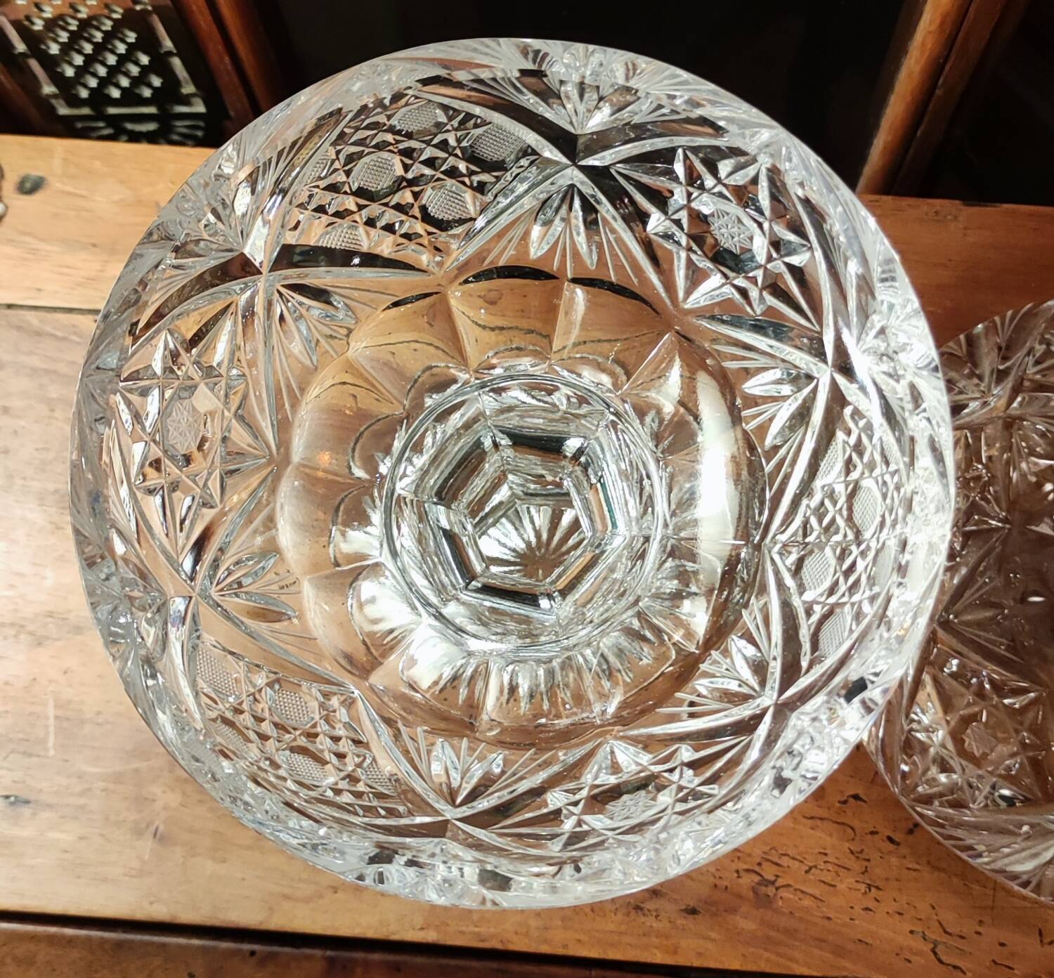 Antique cut crystal candy/sugar bowl