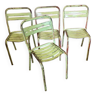 Lot de 4 chaises métal 1960 type bistrot jardin terrasse