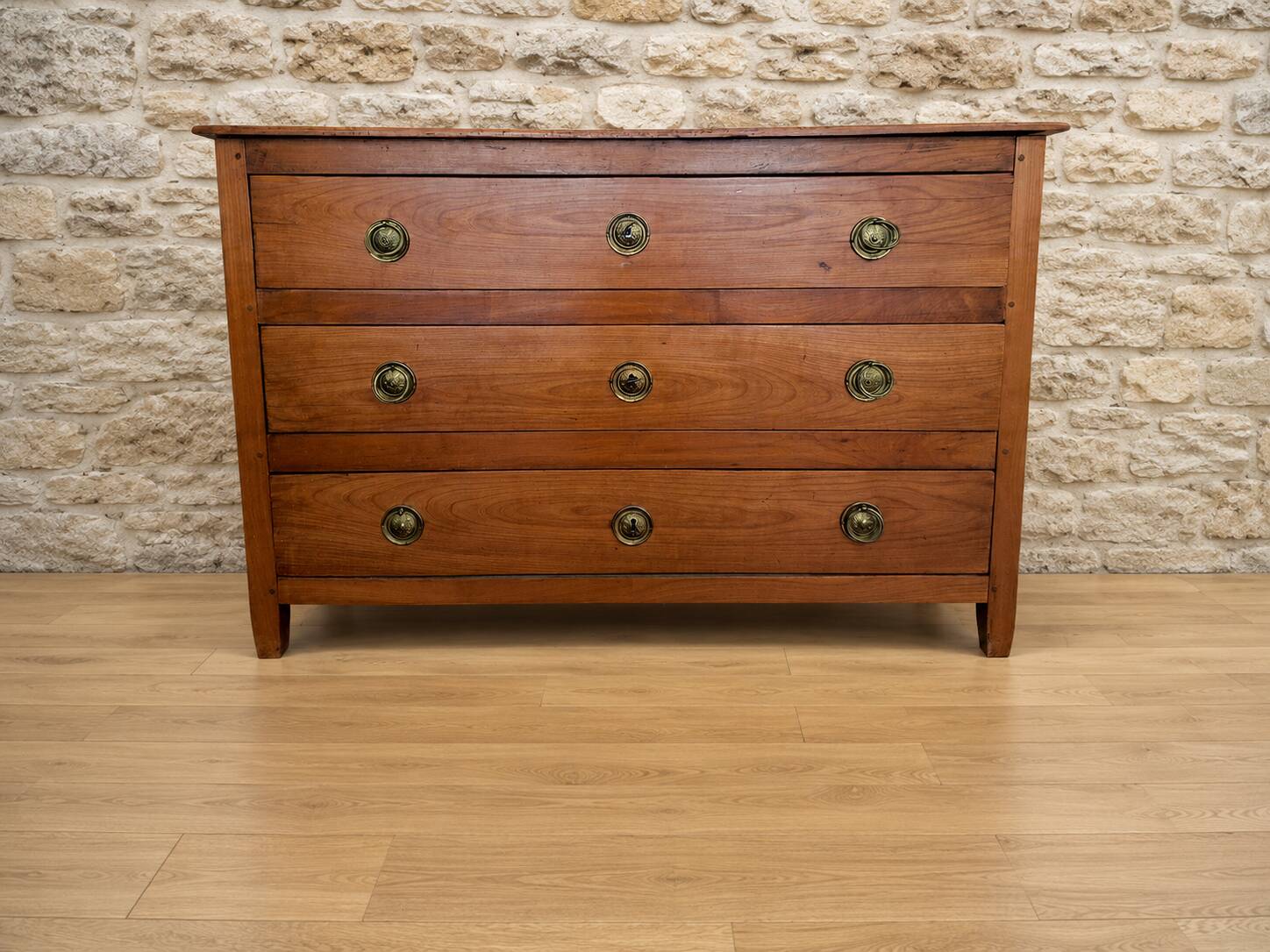 Louis XVI period commode in solid cherry wood (ombp)
