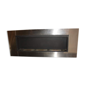 Ethanol wall fireplace with 3 brushed steel fireplaces and matt black lacquered steel