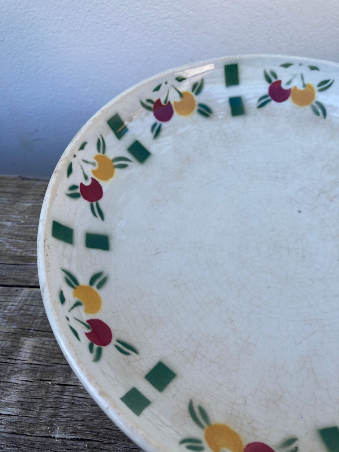 Gien white fruit ceramic compote bowl