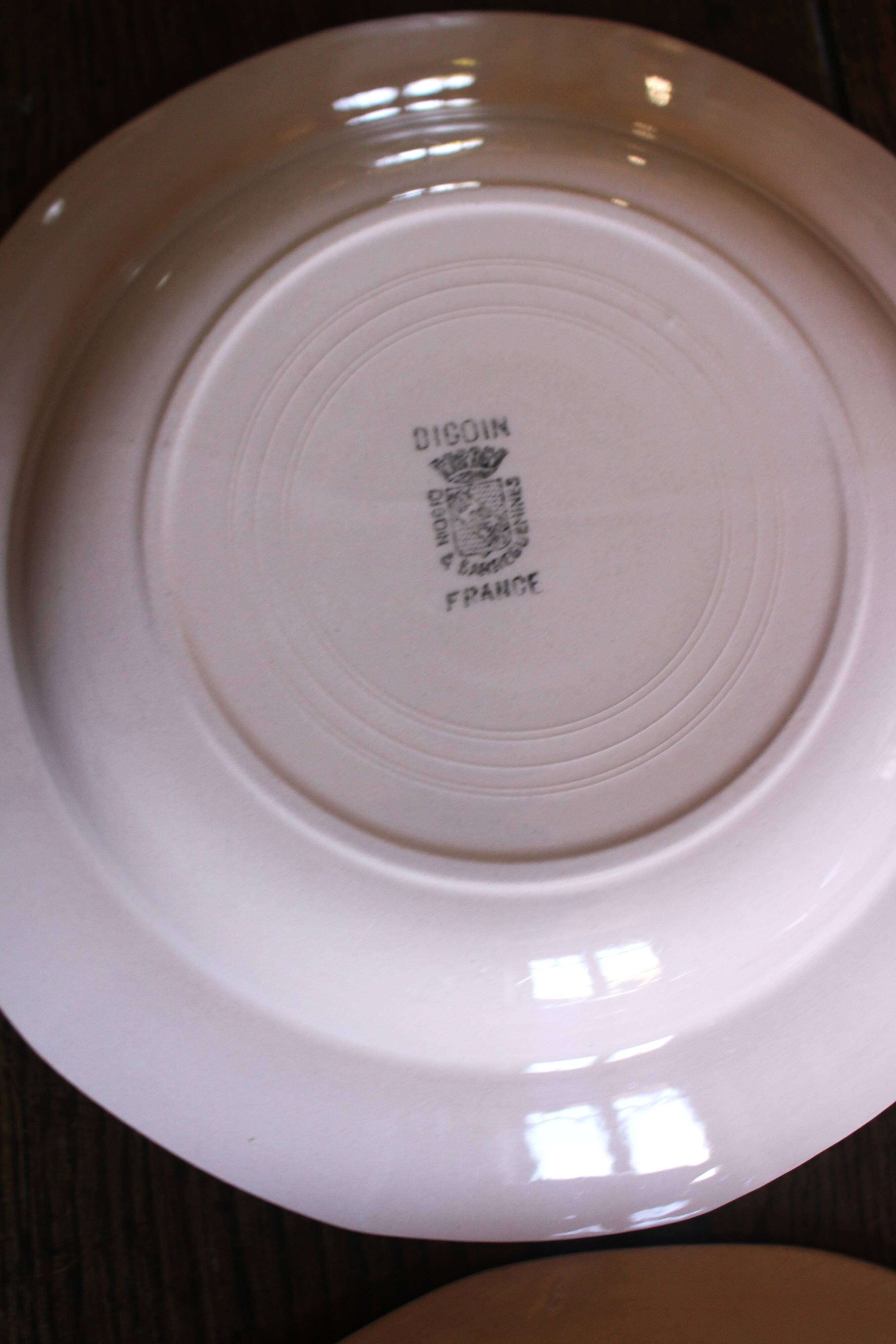 5 assiettes creuses rose Digoin Sarreguemines