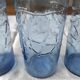 Set of 3 blue glasses with marine decor (anchor, rudder, sea)