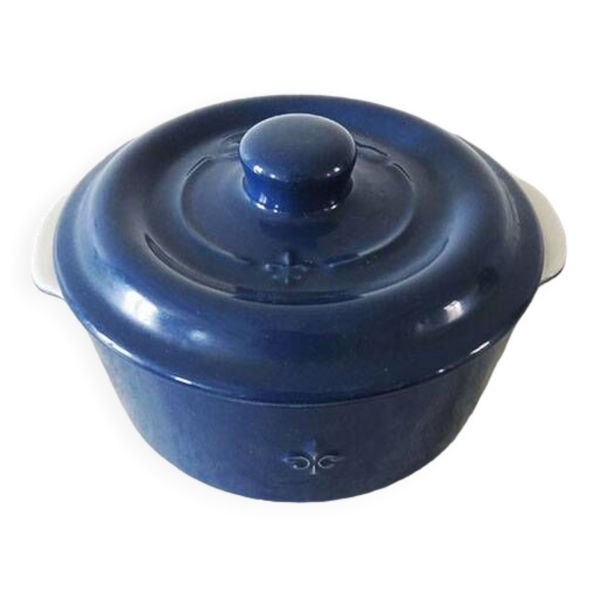 Old fontignac blue ceramic casserole
