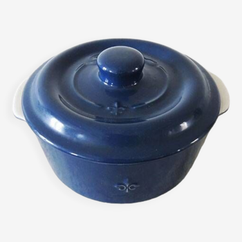 Old fontignac blue ceramic casserole
