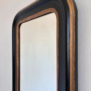 Antique French Louis Philippe full length mirror – black and gold, late 19th century