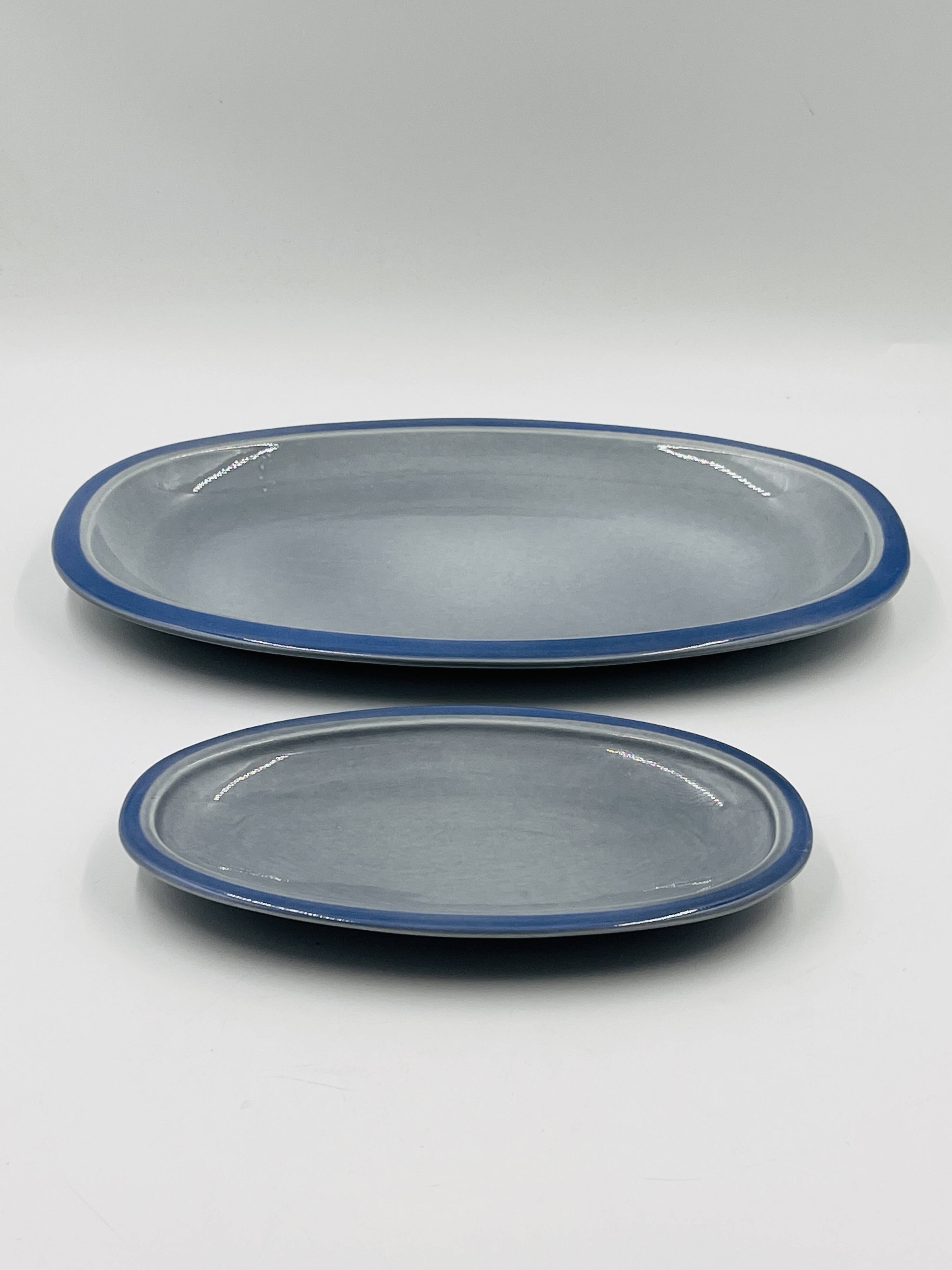 Set of two Boch blue dishes
