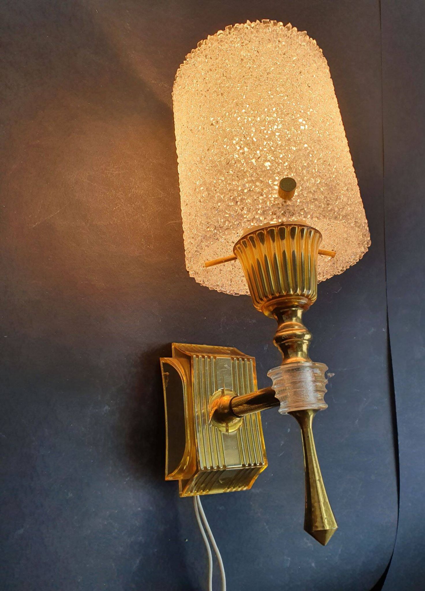 Pair of vintage 1970s perspex wall sconces.