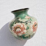 Ceramic vase decorated with Japanese flowers