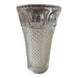 Large vintage vase in thick glass with picot finish from the 1950s/1960s