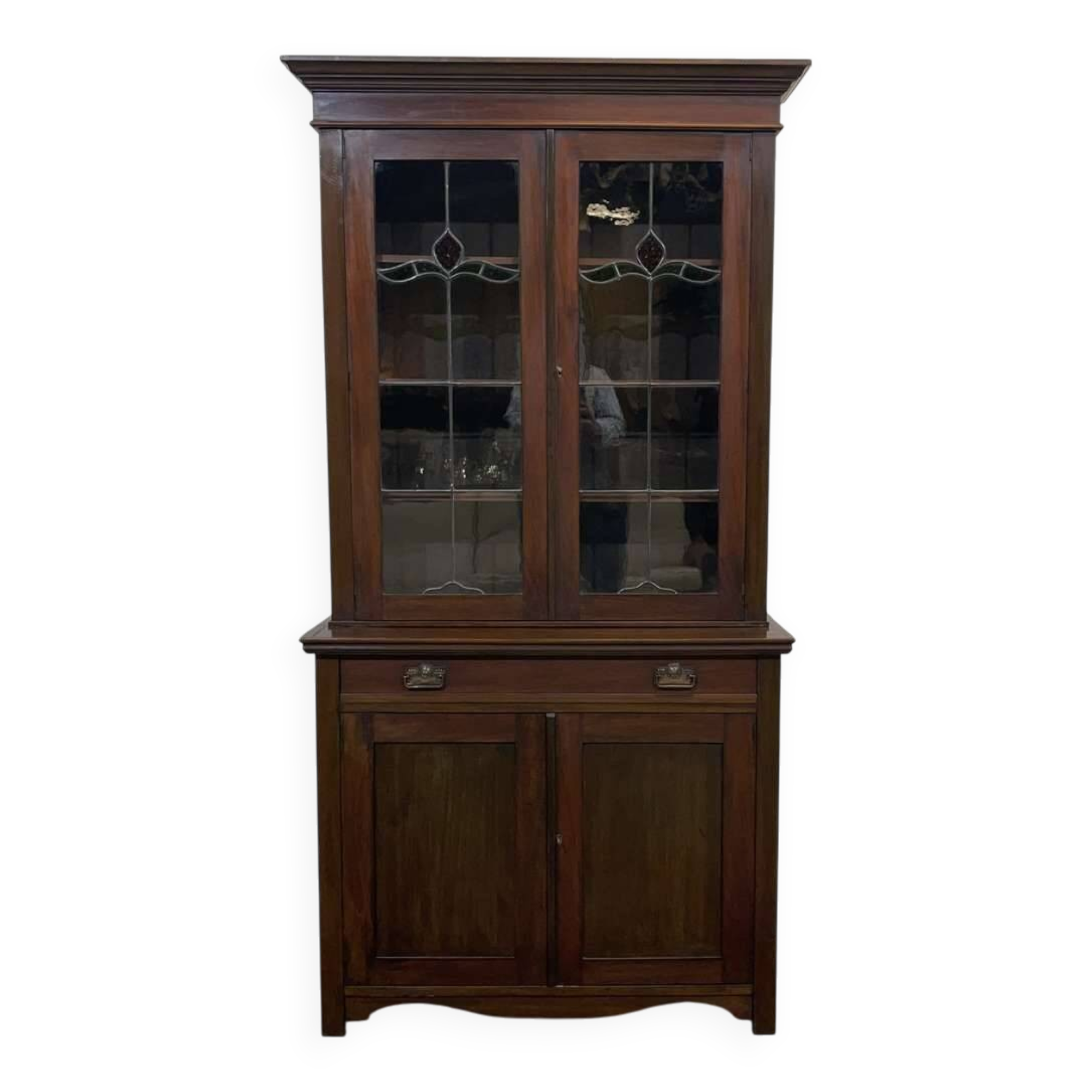 Early 20th century English two-section mahogany bookcase