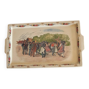 Plateau in earthenware U&C Sarreguemines model Obernai by Henri Loux