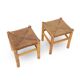 Rattan and woven straw stools, 1960s, set of 2