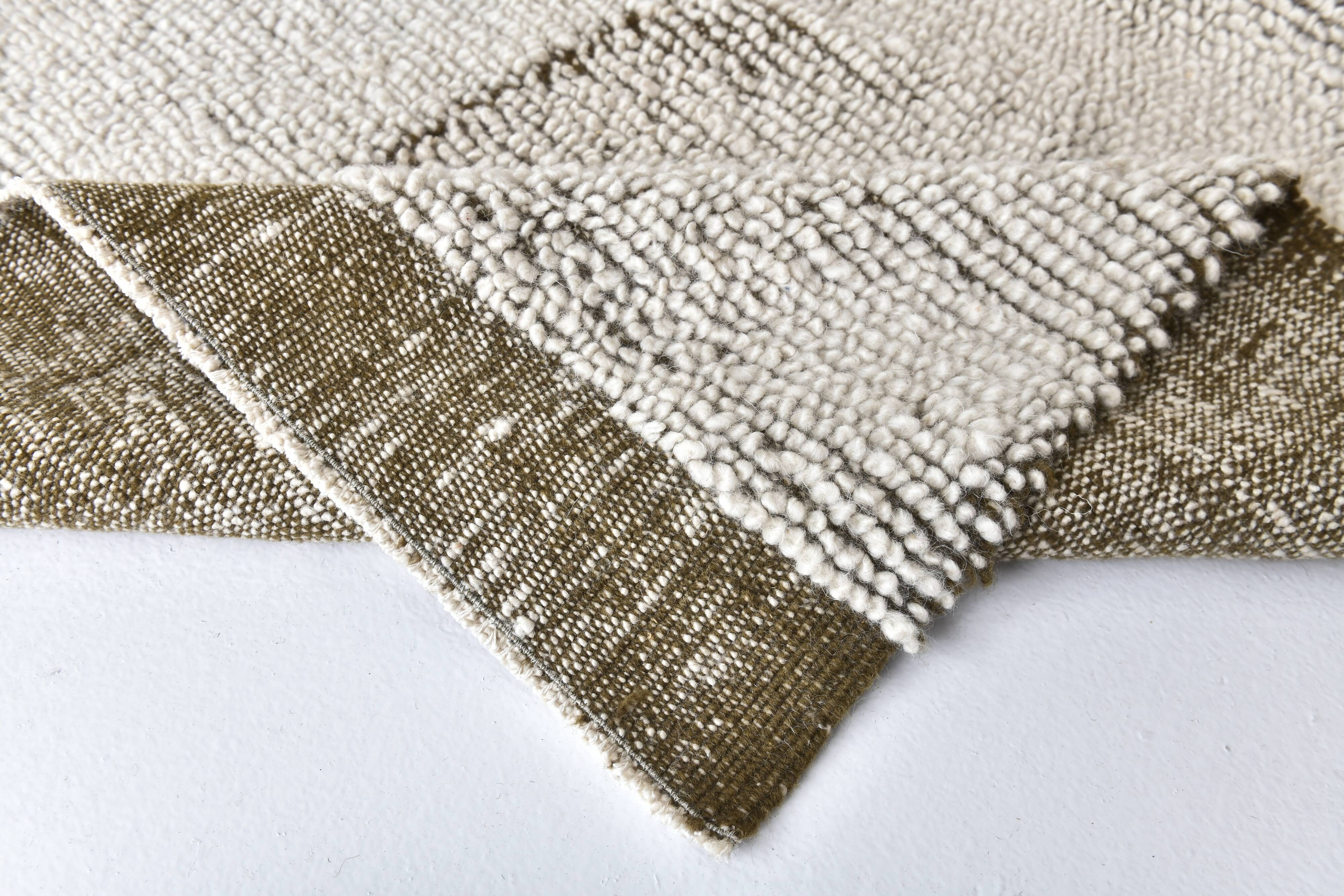 7x10 Dark Green White Handmade Wool Turkish Rug, 200x300Cm SK 242094