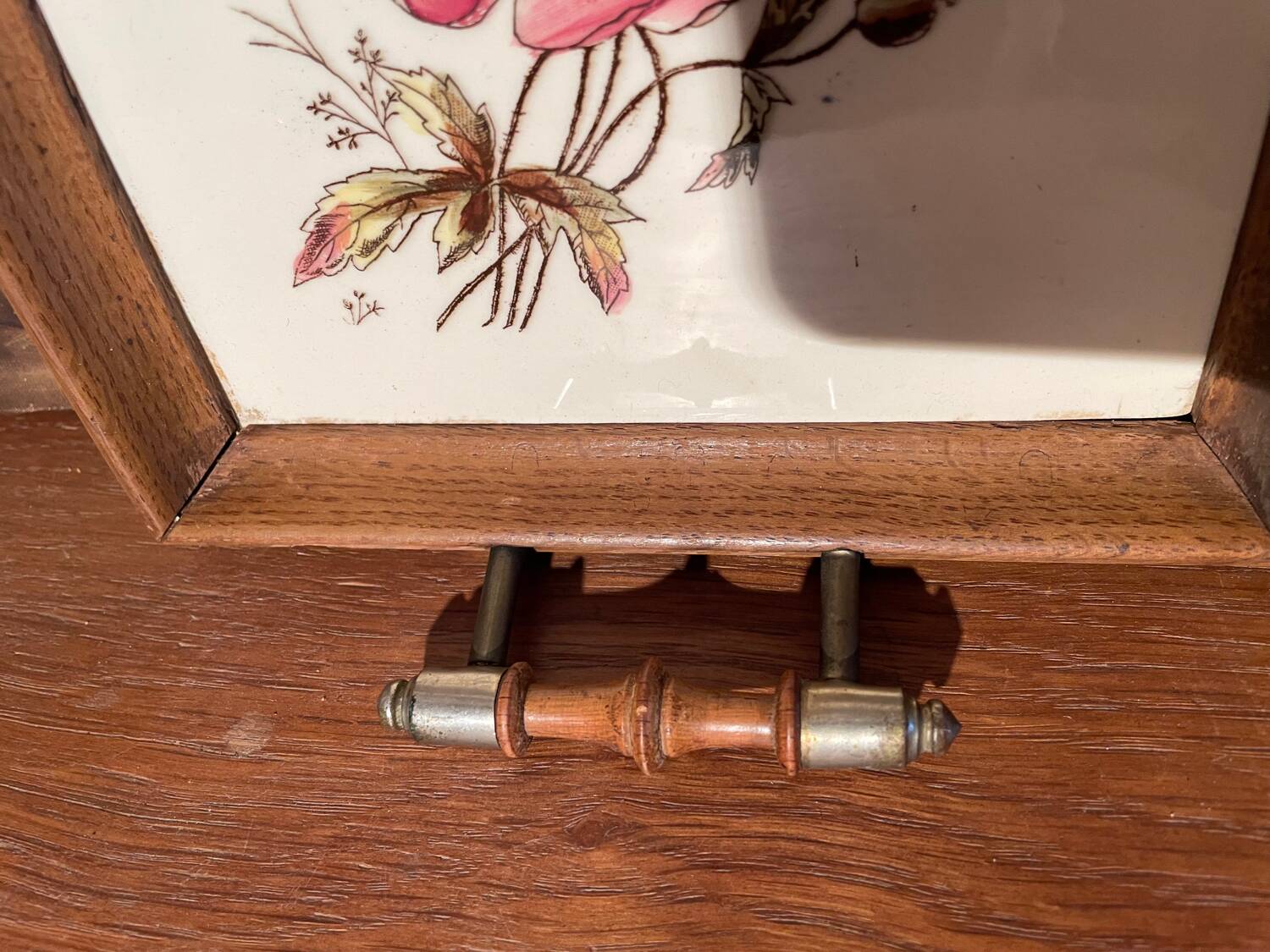Old wood and ceramic tray 1900