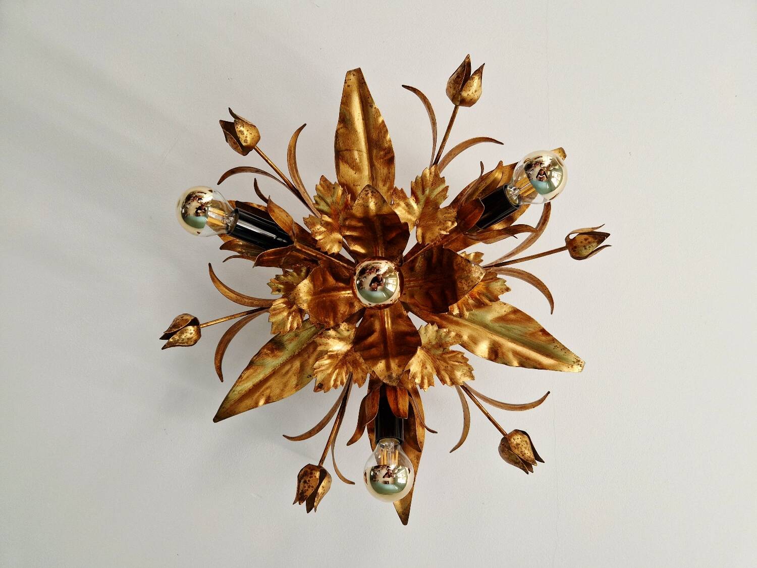 Italian ceiling light in gold-tone metal, 1970s