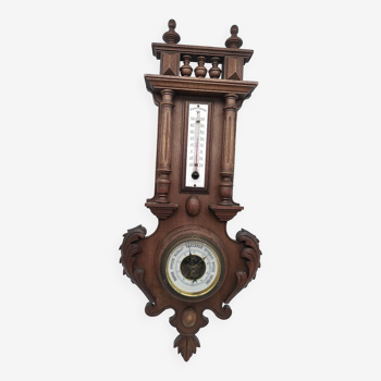 Henri II style thermometer barometer.
