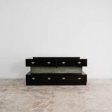 Comò Cassettiera In Ebano Macassar E Specchio Cubic Design Modern 70