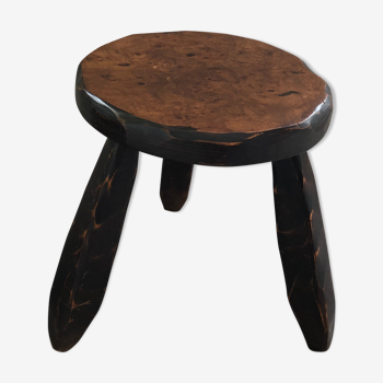 Low tripod wood stool