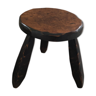 Low tripod wood stool