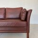 Mid century vintage danish mogens hansen 3 person sofa in burgundy leather