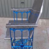 Electric blue metal armchair