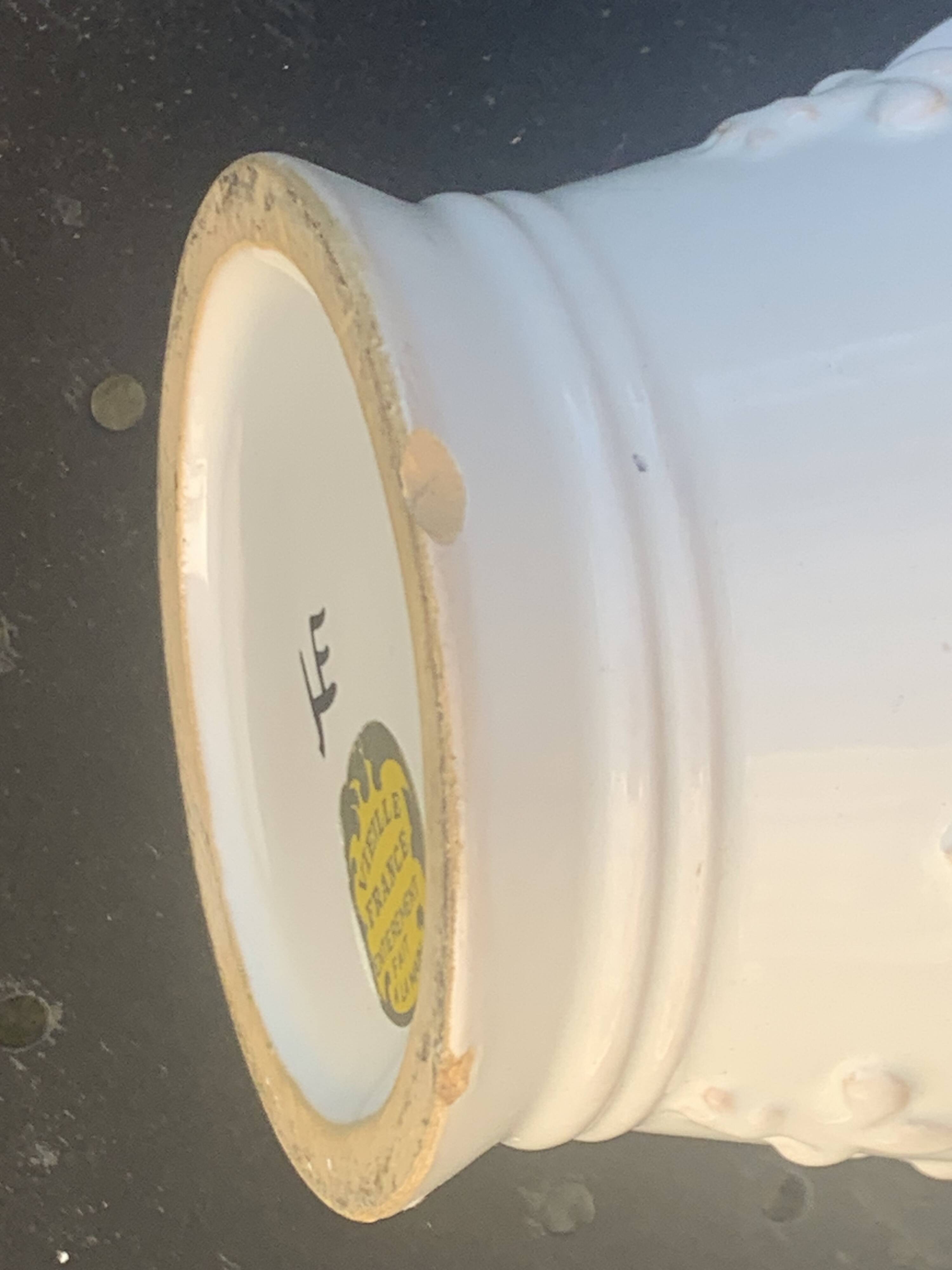 Carafe, pitcher signed Émile Tessier, Old France, in slip, ceramic