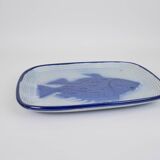 Large St Clément dish with blue fish decoration