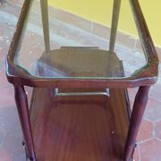 Serving trolley table on wheels vintage 2 trays
