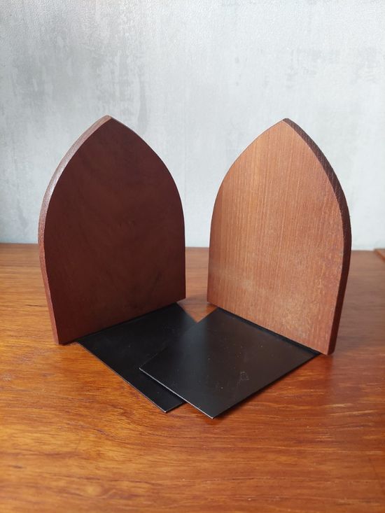 Set of 2 Danish teak bookends