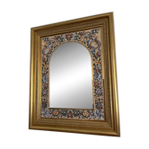 Large Andalusian mirror in glazed ceramic (cuerda seca) 72x58