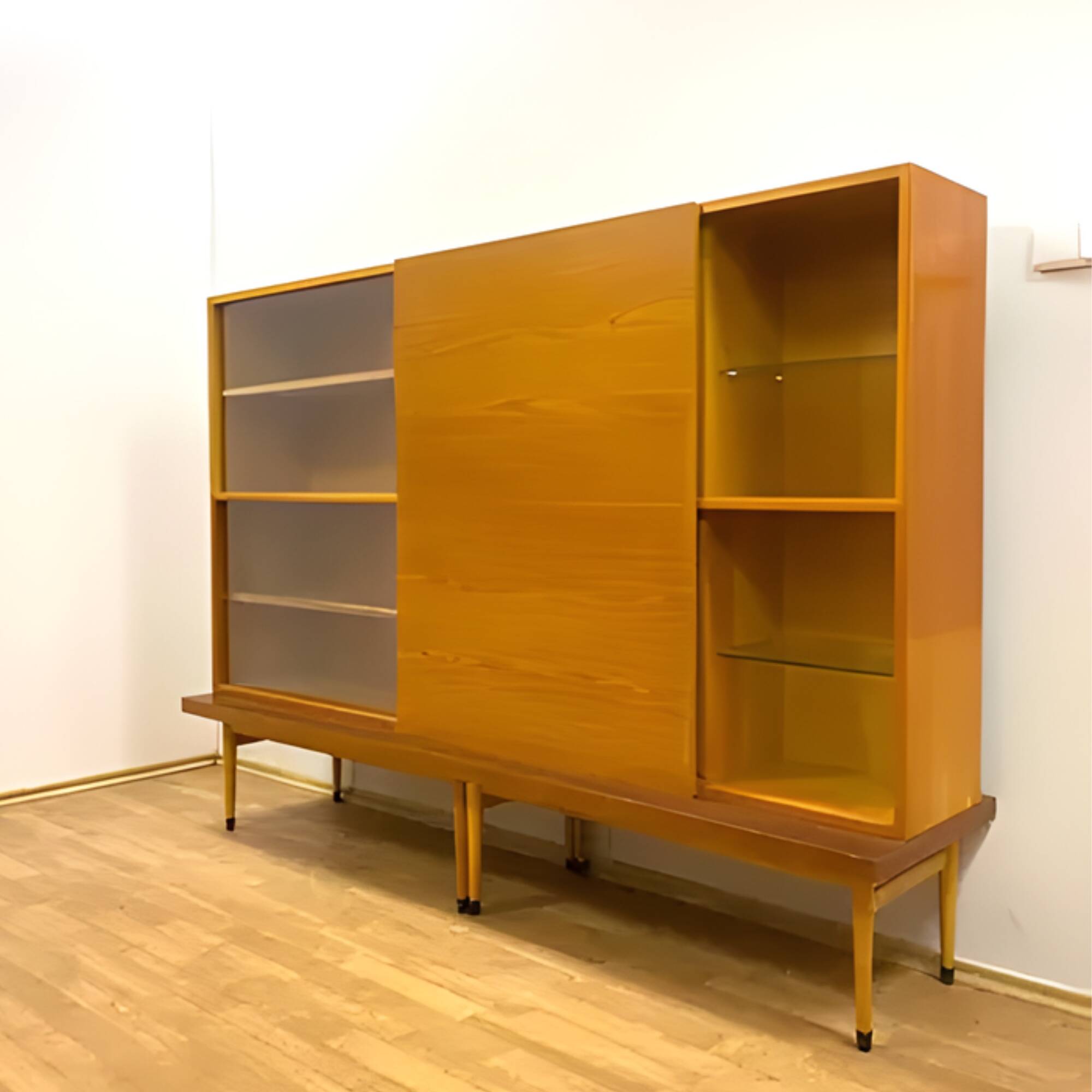 Meuble/bibliothèque rétro, style bruxellois, années 1960