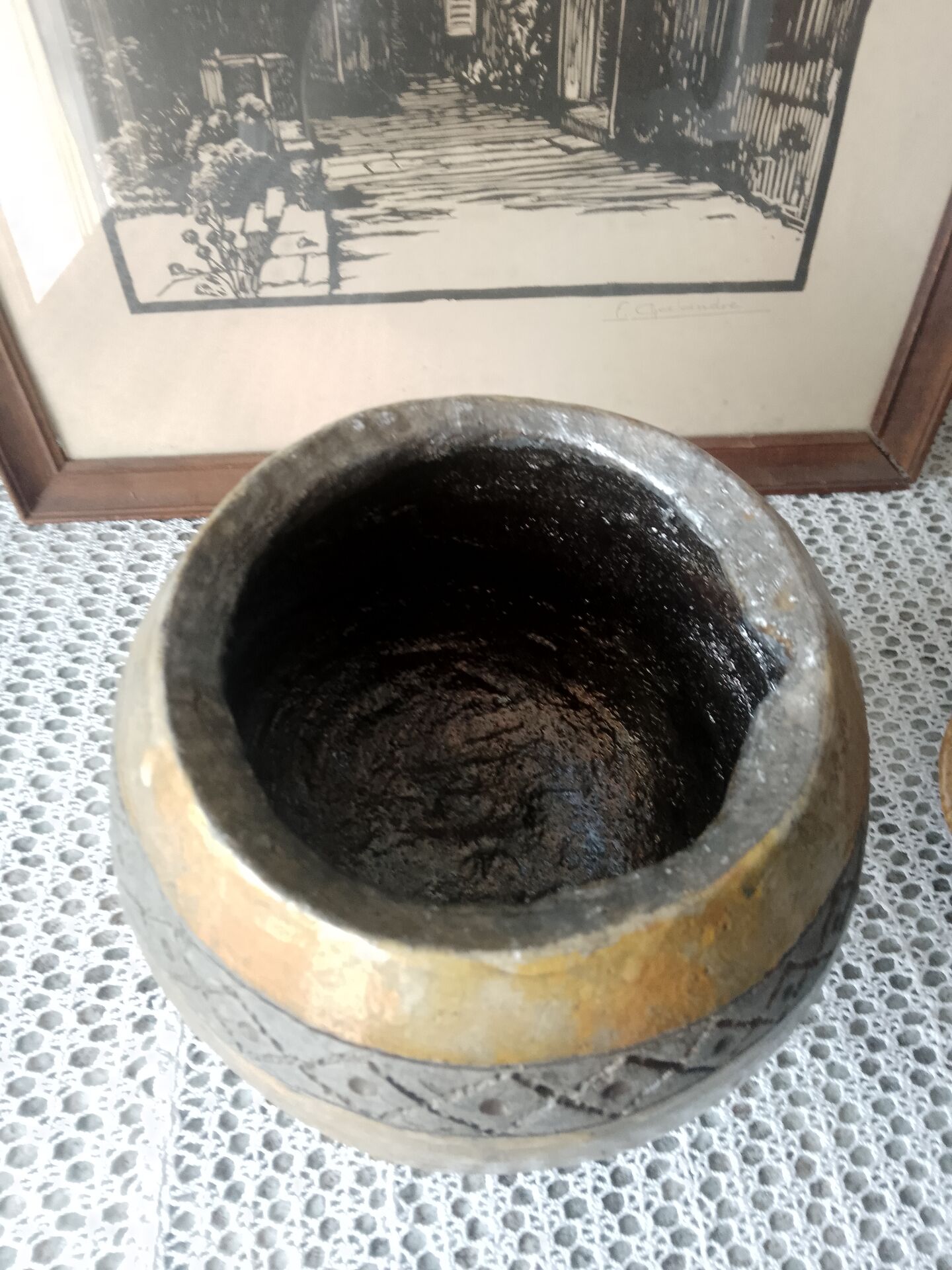 Art ceramic vase signed – Pre-Columbian style / Vallauris spirit