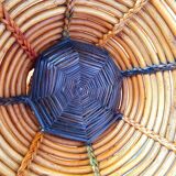 Basket on wooden and woven wicker legs 1950