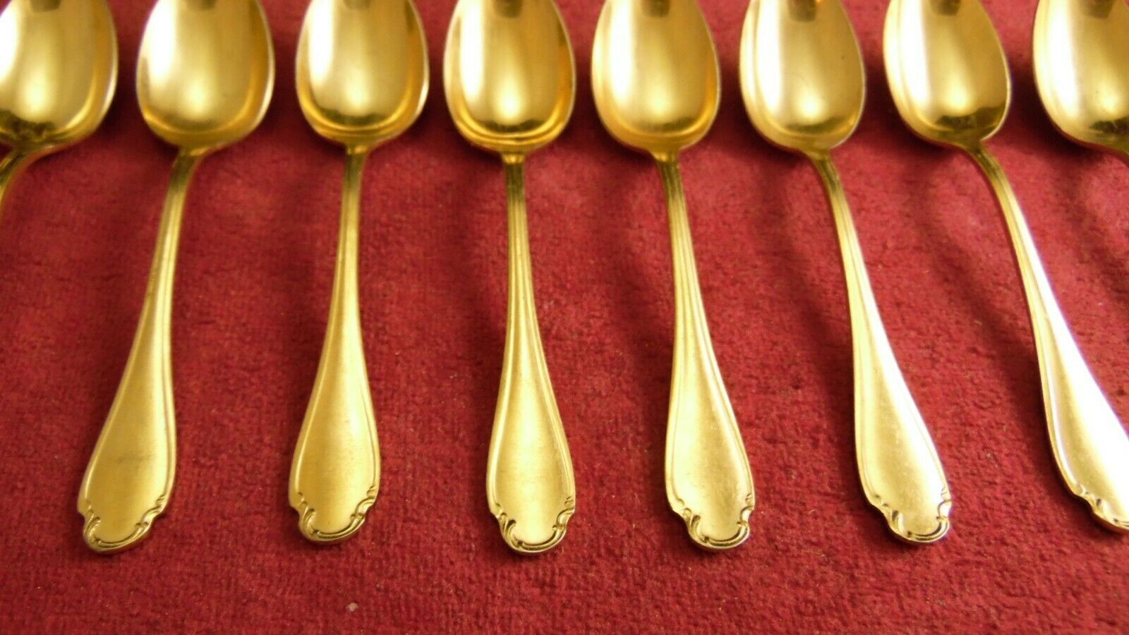 Service 11 spoons mocha gold metal Christofle Alfénide model Pompadour