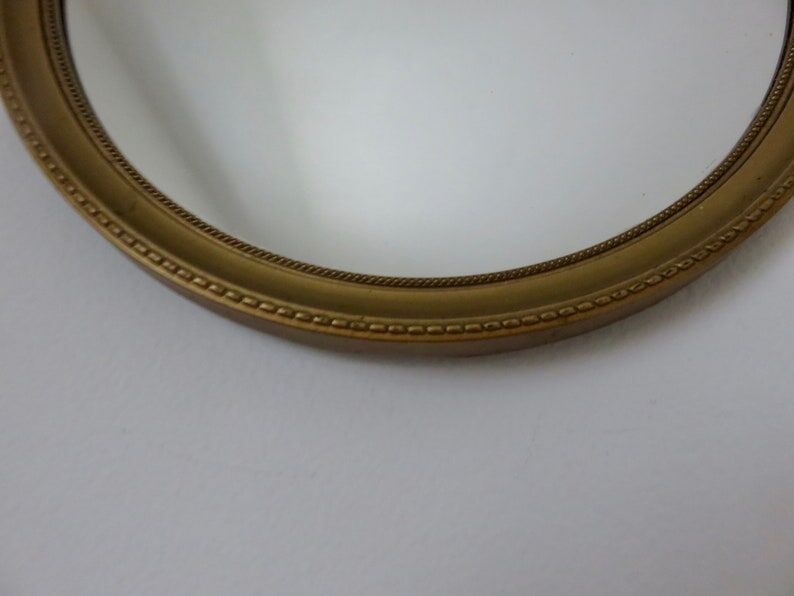 Round mirror gilded wall 60s 70s 23 cm