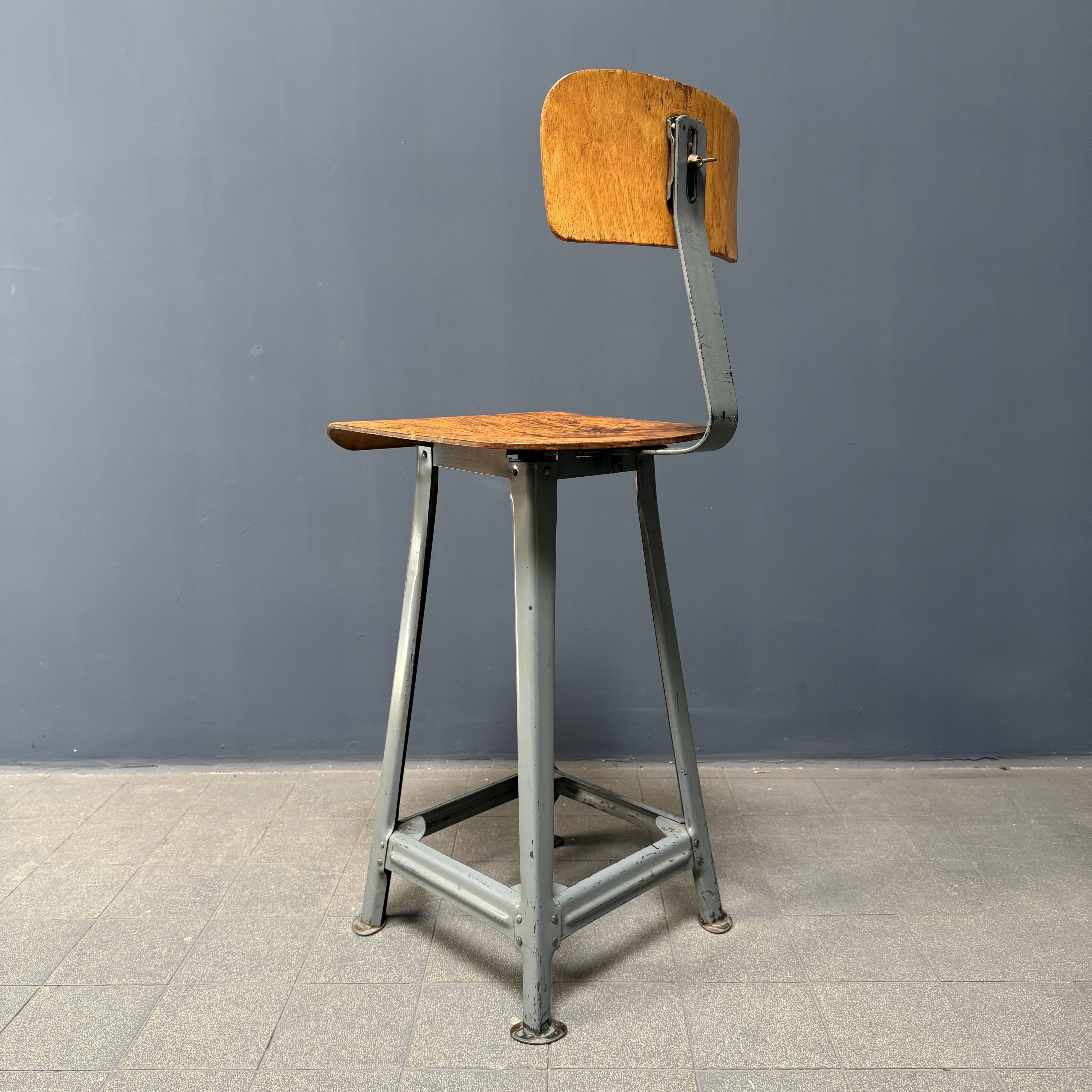 High industrial metal workshop chair
