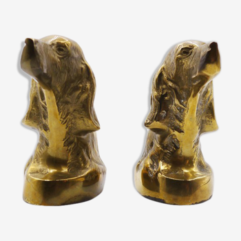 Pair of Irish bronze setter bookends