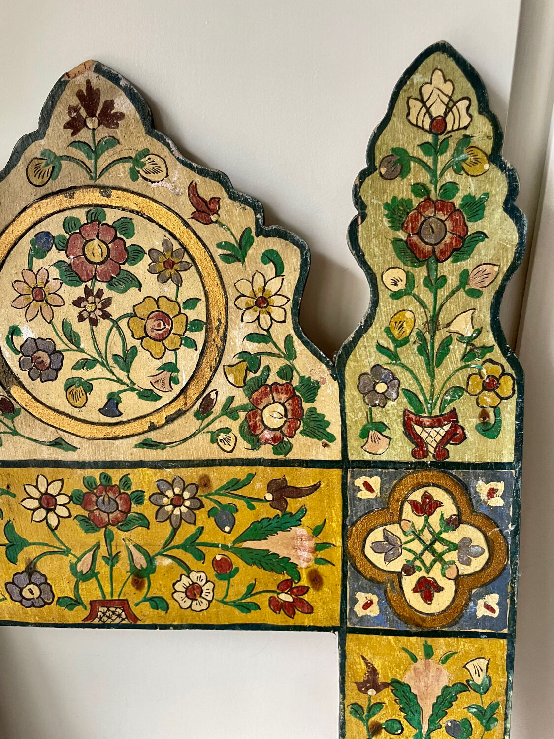 Antique wooden painted frame with flower motifs   88 cm x 47 cm
