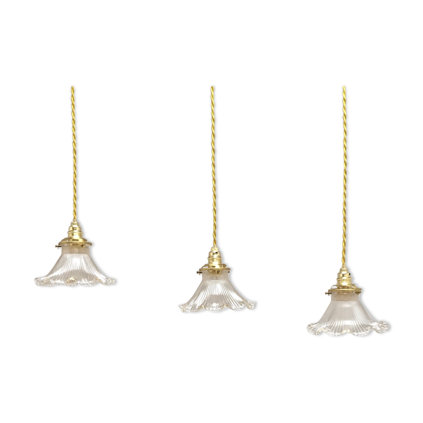 Lot of 3 Holophane tulip suspensions