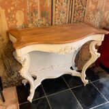 Console beige de style avec plateau bois