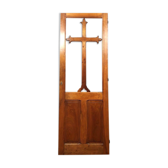 Confessional door stamped in blond walnut from the nineteenth around 1880
